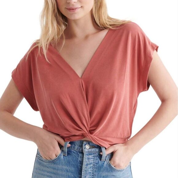 𝅺🆕 Lucky Brand Twist Front V-Neck Crop Top - Picture 1 of 8